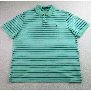 Polo Ralph Lauren Shirt Mens Large Green Striped Classic Fit Rugby Color Pony L